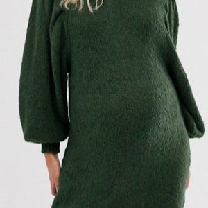 ASOS Maternity green mini sweater dress soft yarn